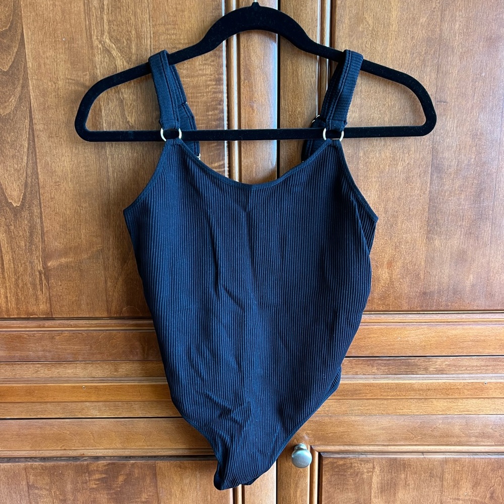 Black ribbed bodysuit